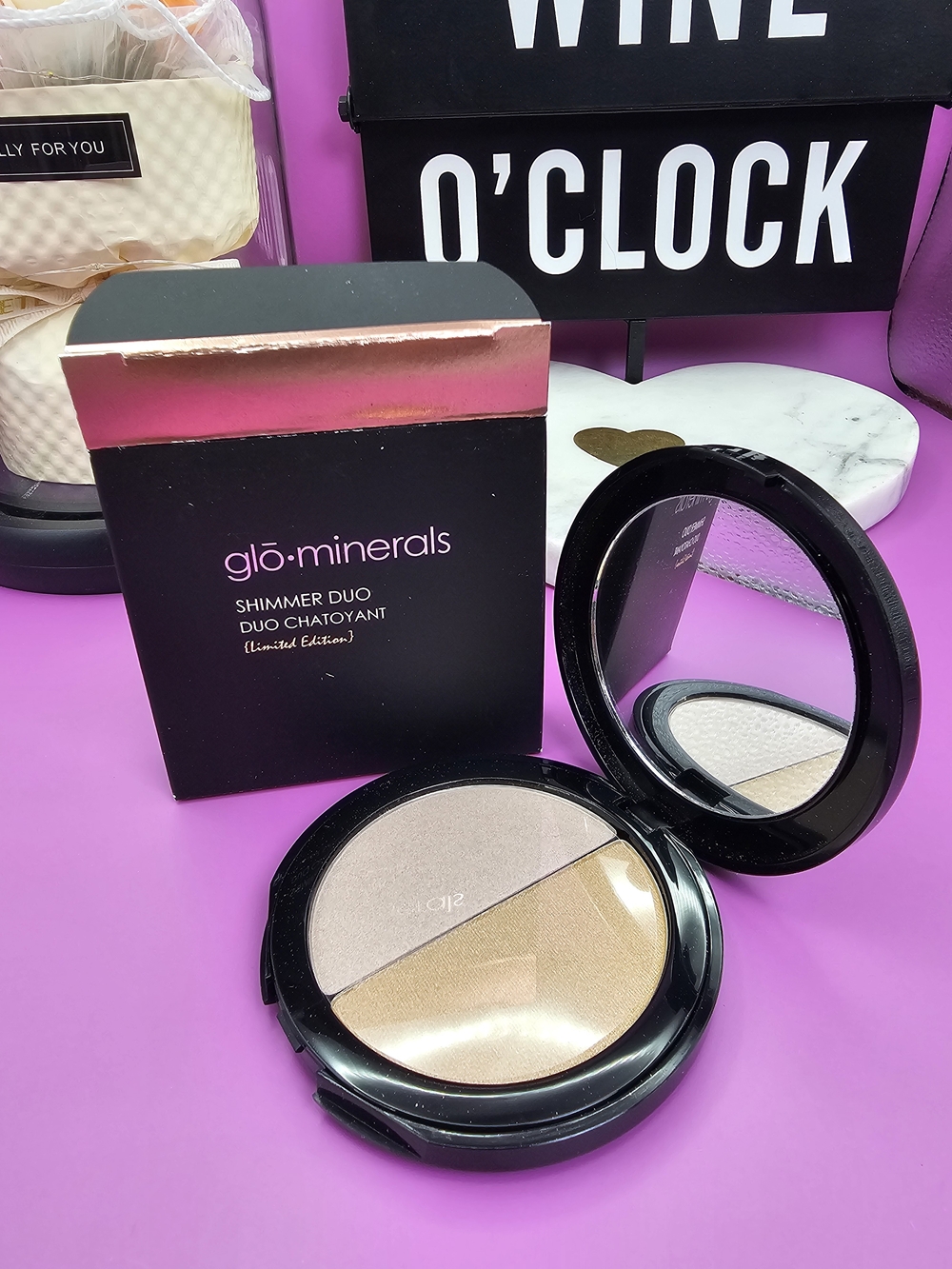 Shimmer Duo Highlighter — Pink & Gold Glow